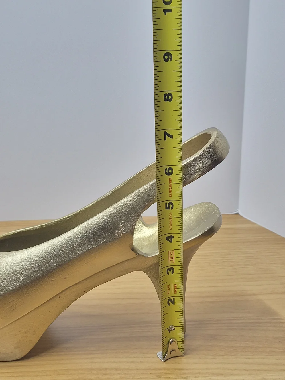 Gold Tone Cast Metal High Heel Paper Weight Decor